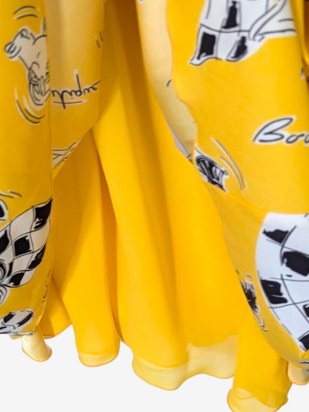 Moschino rare VTG 90's fairy grunge whimsy surrealism art chess yellow dress 6 - Picture 11 of 15